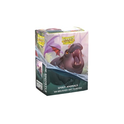 Produto Dragon Shield com ilustração de hipopótamo com asas de dragão e texto do produto