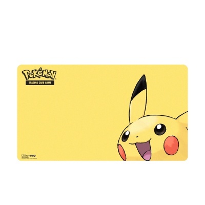 Tapete de jogo Pokémon com imagem do Pikachu e texto Pokémon Trading Card Game