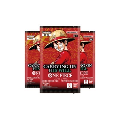 Pacotes vermelhos de cartas One Piece Card Game com personagem de chapéu de palha