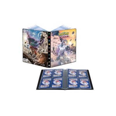 Álbum colecionável Pokemon com cartas expostas e capa ilustrada