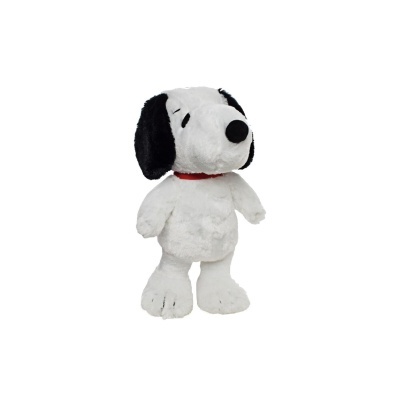 Pelúcia do Snoopy em branco e preto com coleira vermelha