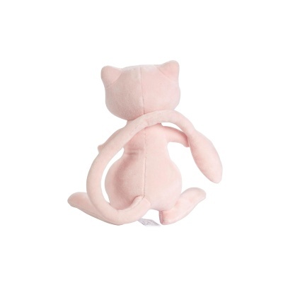 Peluche de gato cor-de-rosa visto de costas