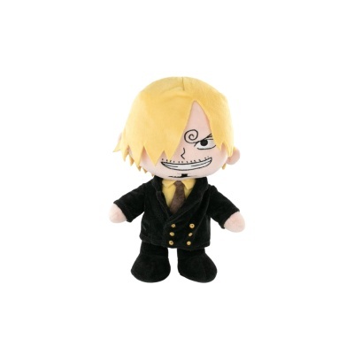 boneco de peluche com cabelo amarelo e casaco preto