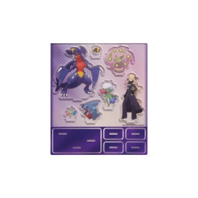 Conjunto de autocolantes de Pokémon com personagens coloridos e fundo lilás