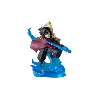 Figura de ação de personagem masculino com capa roxa e base azul translúcida