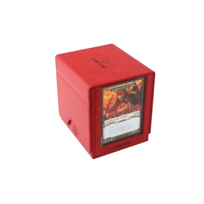 Porta-cartas vermelho para jogos de cartas colecionáveis com janela frontal