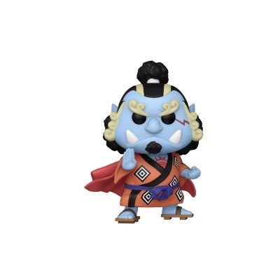 Figura Funko Pop de personagem azul com capa vermelha e roupa tradicional laranja