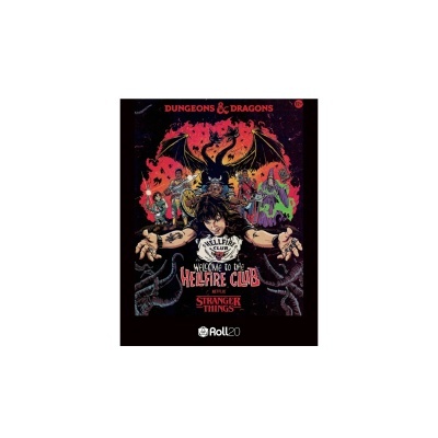 Capa de produto Dungeons & Dragons Stranger Things Hellfire Club com ilustração de personagens e dragão