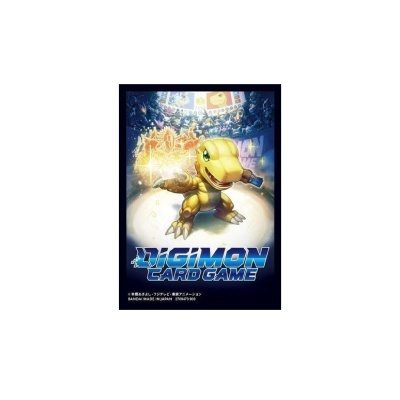 Capa do jogo de cartas Digimon com digimon amarelo e texto DIGIMON CARD GAME