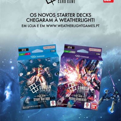 Caixas do jogo de cartas Gundam Card Game START DECK Silent Barrage e Heavy Dominion