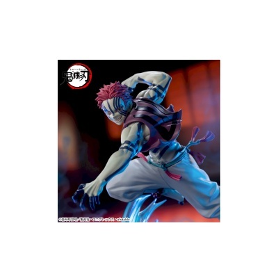 Figura de ação de personagem com cabelo vermelho e listras azuis, colete roxo e calças brancas