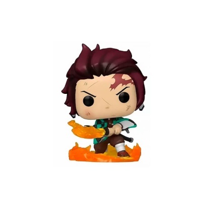 Figura de vinil Funko Pop com cabelo castanho-avermelhado e efeito de fogo