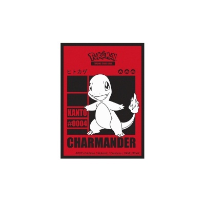 Cartão vermelho e preto de jogo de cartas Pokémon com Charmander desenhado em branco