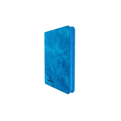 Caderno azul com capa aveludada e fecho elástico