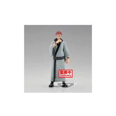 Figura de personagem masculino em quimono cinzento com cabelo castanho-avermelhado