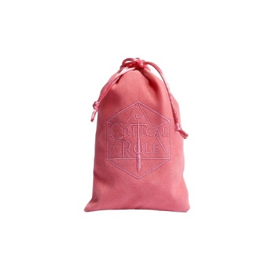 Saco rosa de tecido com bordado do logo CRITICAL ROLE