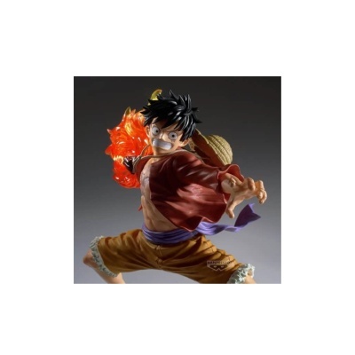 Figura de personagem masculino em pose dinâmica com efeito de fogo