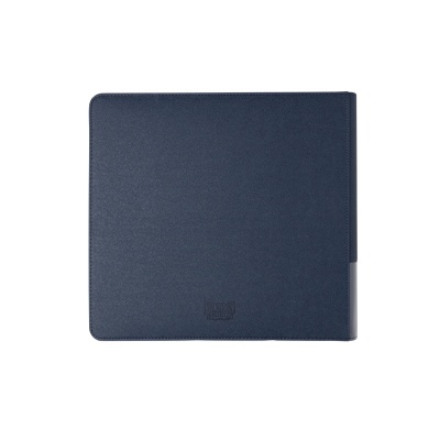 Capa azul escura com textura e logotipo em relevo
