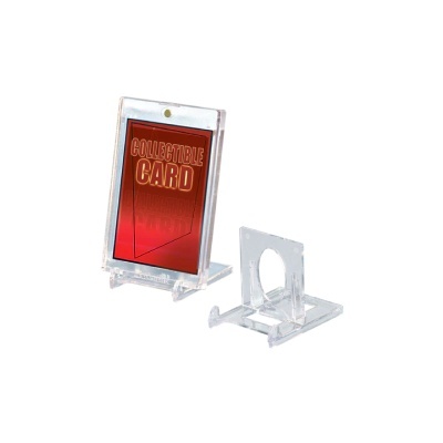 Suporte acrílico transparente para cartão colecionável com cartão vermelho