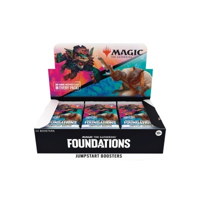Expositor com pacotes de cartas Magic The Gathering Foundations Jumpstart Boosters