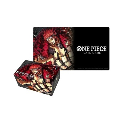 Caixa e carta do jogo ONE PIECE CARD GAME com personagem de cabelos vermelhos