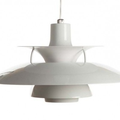 Luminária pendente moderna branca com abas curvas