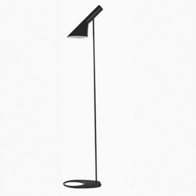 Candeeiro de pé preto moderno com abat-jour cónica