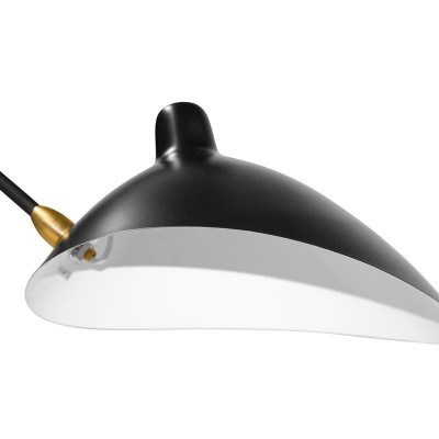 Abajur metálico preto e branco com detalhe dourado