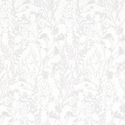Papel de parede branco com padrão floral cinza claro