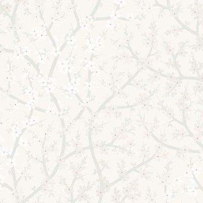 Papel de parede com padrão floral em tons neutros