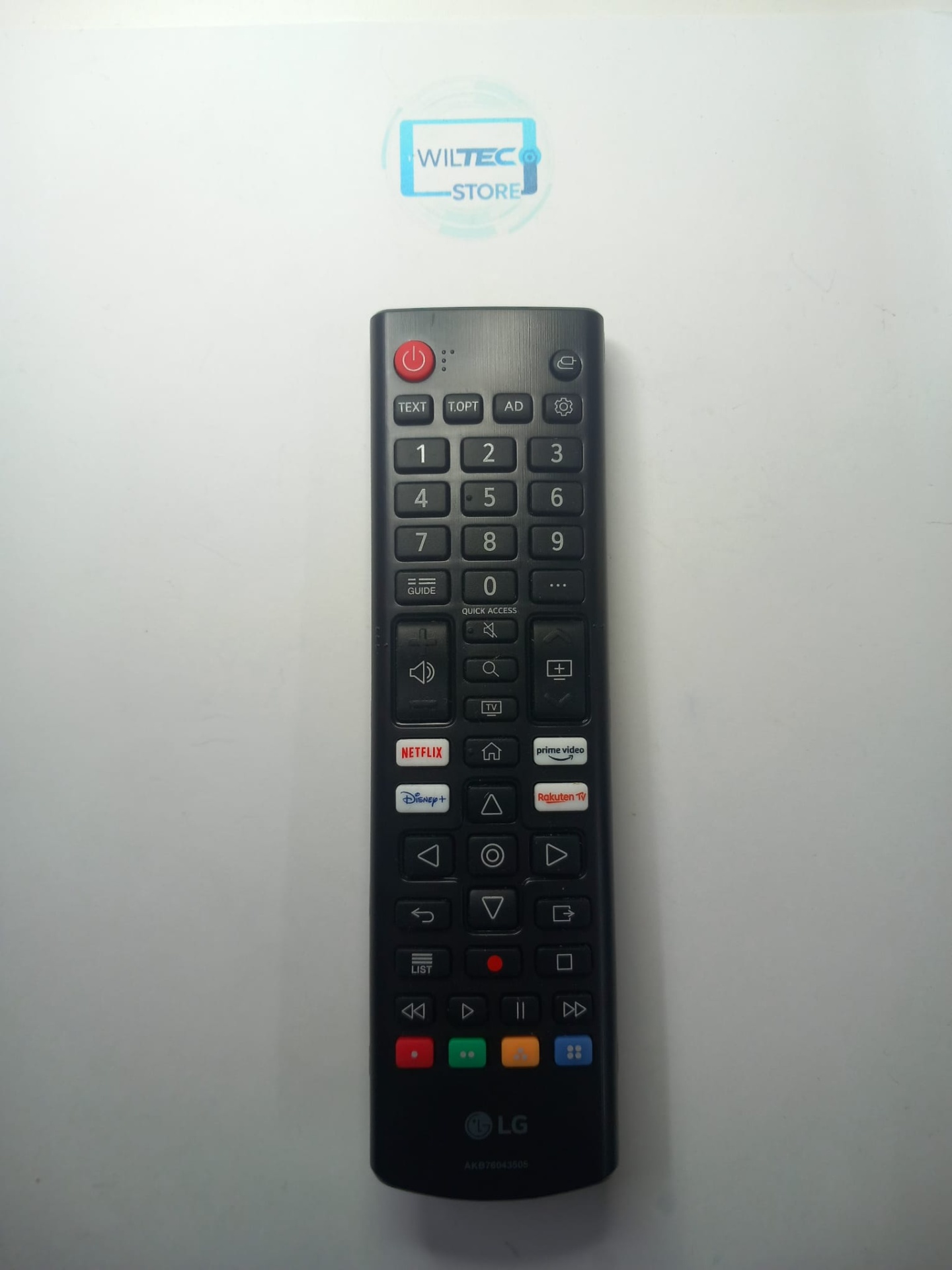 Comando LG AKB76043505 Comando remoto LG preto com botões para serviços de streaming e controlo multimédia