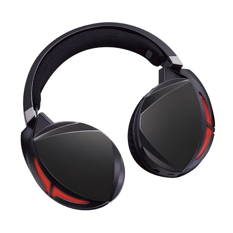 Asus Rog Strix Fusion 300 Auriculares 7.1 Gaming Auriculares gaming preto com detalhes vermelhos e almofadas acolchoadas