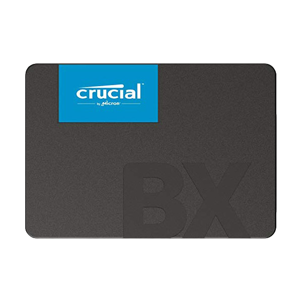 SSD 2.5" Crucial BX500 480GB 3D TLC SATA Disco SSD Crucial BX preto com logótipo azul
