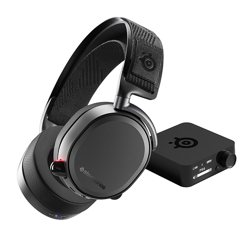 Headset SteelSeries Arctis Pro Wireless Preto Auscultadores e transmissor SteelSeries pretos com texturas em tecido
