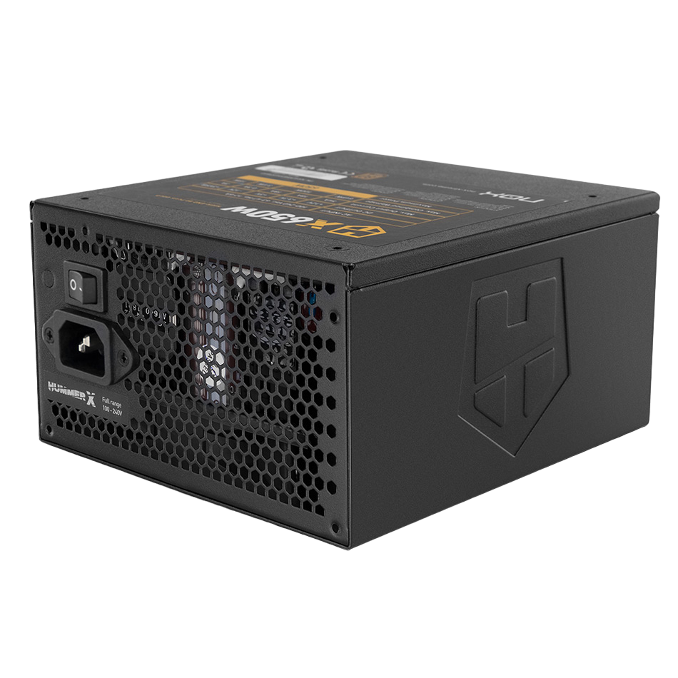 Nox Hummer X650W 80 PLUS Gold Modular Fonte de alimentação ATX preta para computador com logótipo HX e entrada de energia