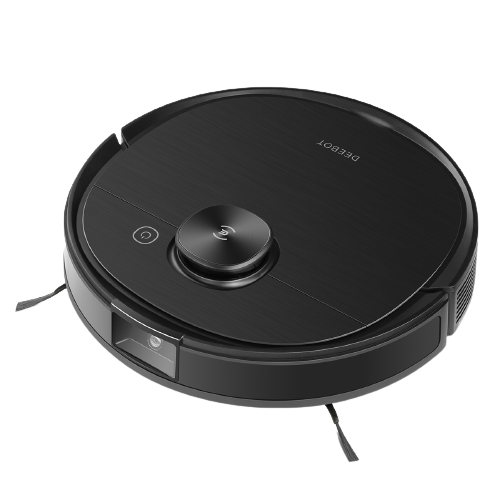 Aspirador Robô Ecovacs Deebot Ozmo T8 Aivi Robot aspirador preto circular DEEBOT com sensores e escovas laterais