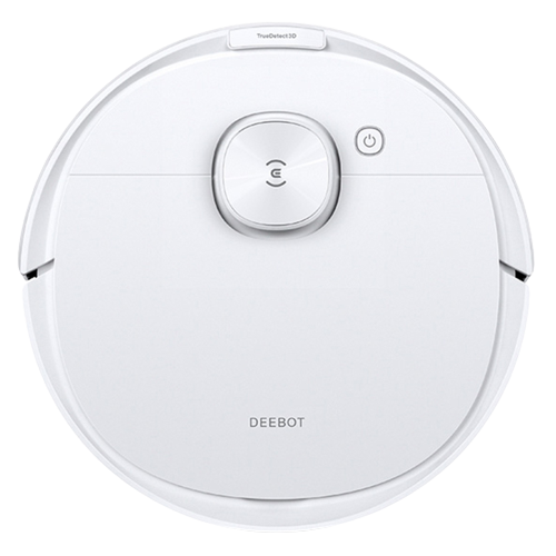 ECOVACS DEEBOT N8 PRO – Robot Aspirador com Mopa 2600 Pa Branco aspirador robô branco redondo com botão de ligar e texto DEEBOT
