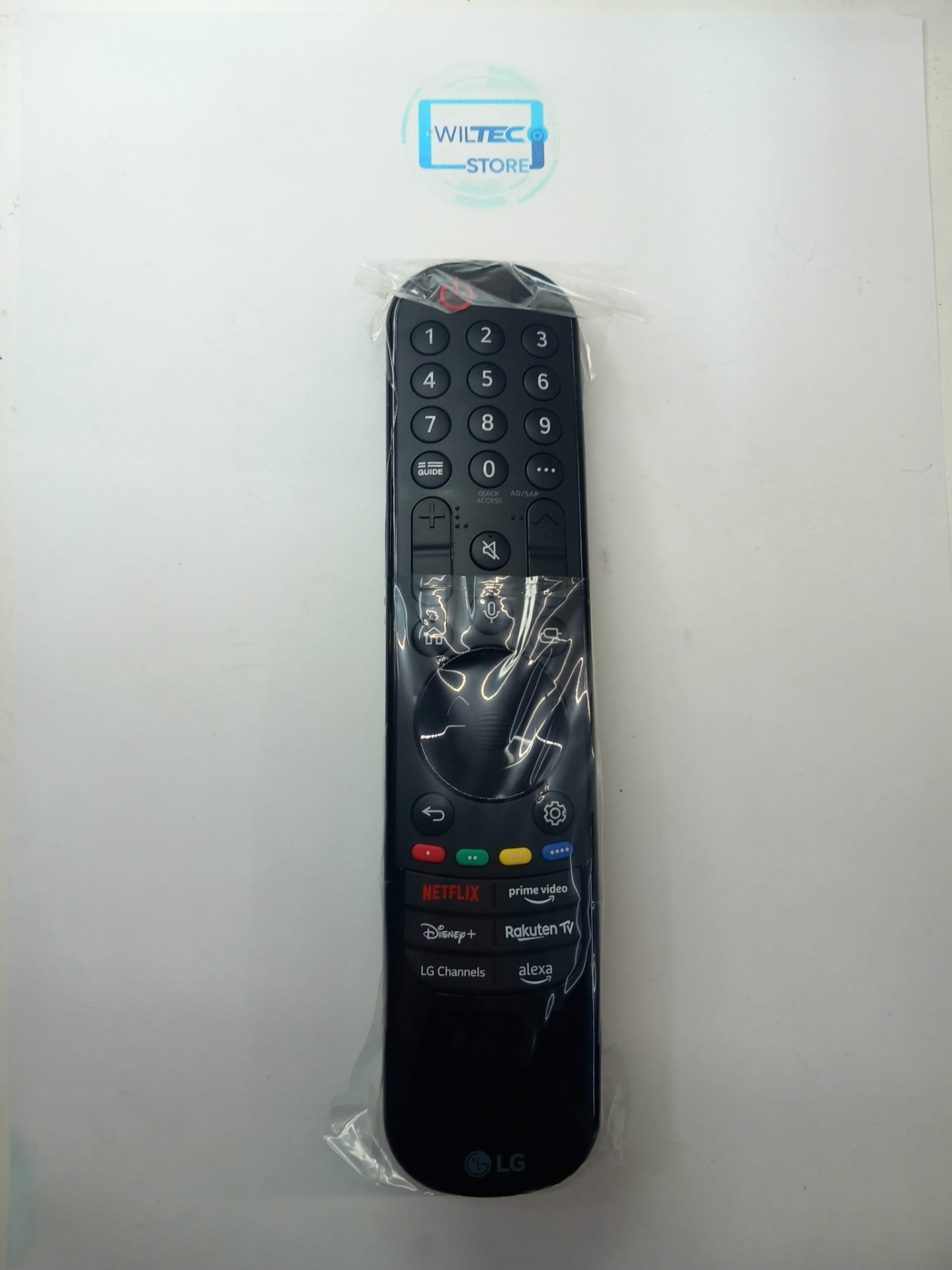 Comando LG AKB76045003 Comando remoto LG preto com botões coloridos e logótipos de serviços de streaming