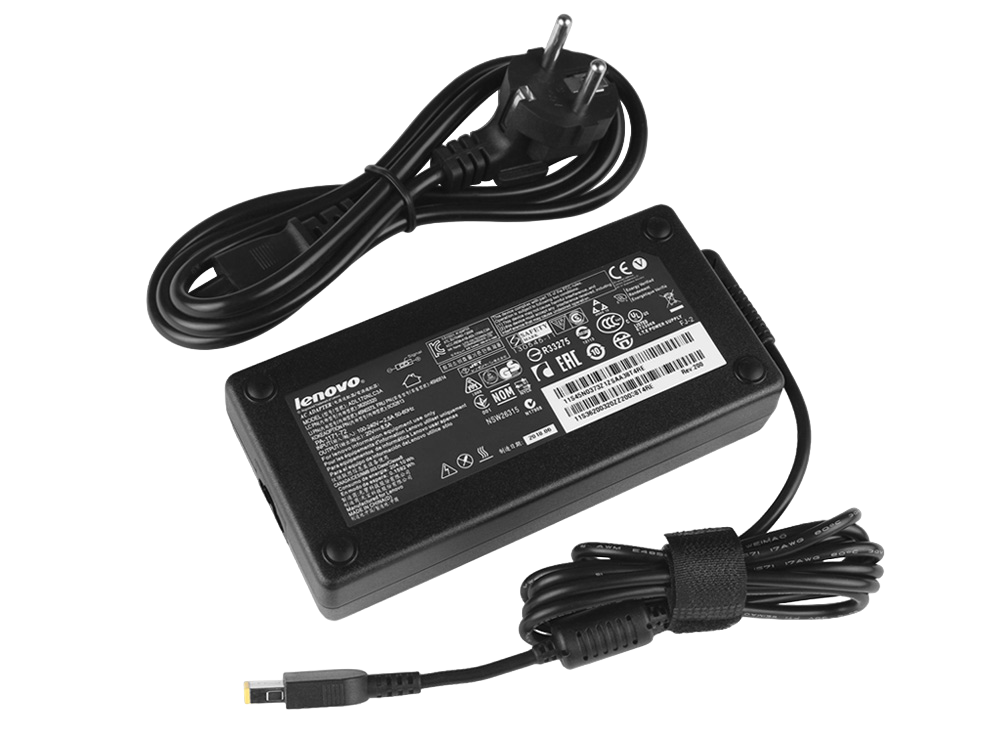 Carregador original LENOVO ThinkPad 20v 135W ADL135NLC3A Slim Tip 11.0 mm/3.0 mm Carregador Lenovo preto com cabos e etiquetas com texto
