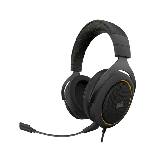 Corsair HS60 Pro Surround 7.1 Amarelo Recondicionado Auscultadores gaming Corsair pretos com detalhes amarelos e microfone