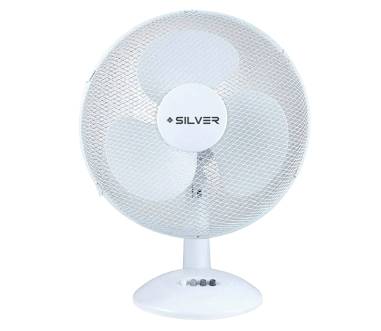 Ventilador de mesa 3 velocidades 40W 40cm Plata Ventoinha de mesa branca com grelha e texto SILVER