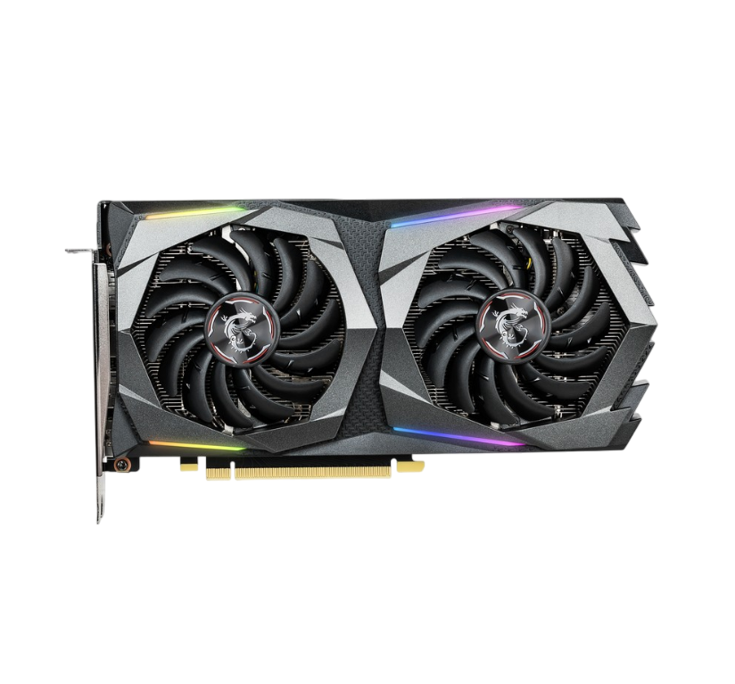 MSI GeForce GTX 1660 Super Gaming X 6GB GDDR6 Recondicionado Grade C Placa gráfica preta e cinza com dois ventiladores RGB