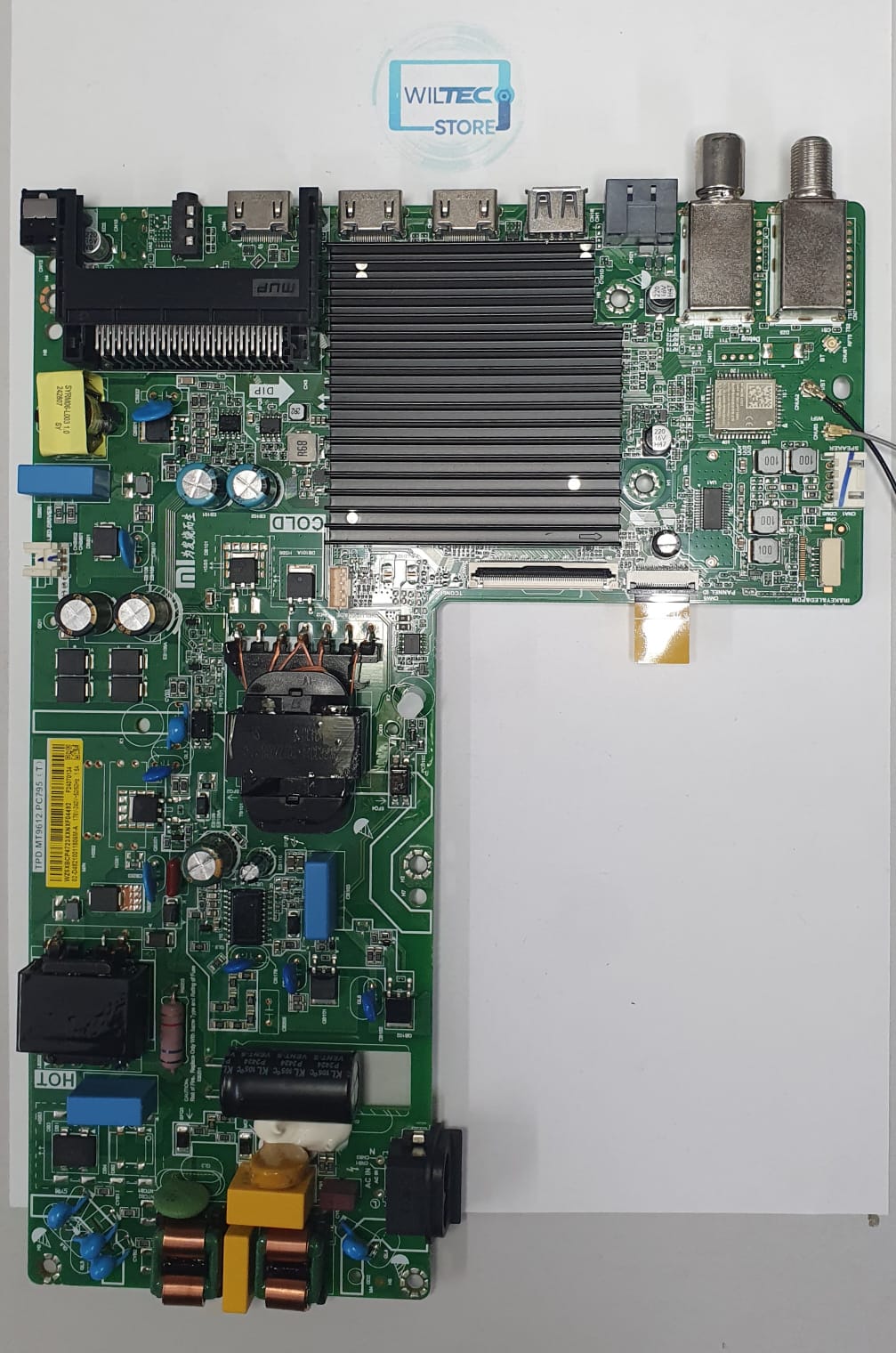 Mainboard TV Xiaomi L55MA-SEU / TPD.MT9612.PC795(T) Placa eletrónica verde com componentes e conectores variados