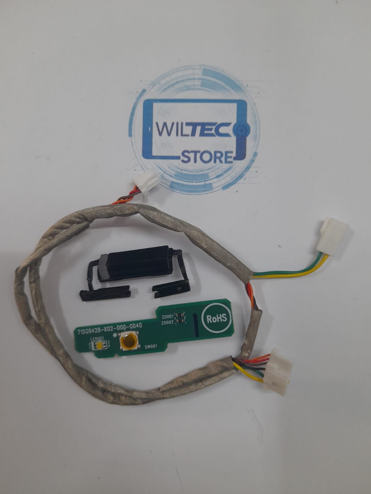 Placa de Botão de Energia Original para Monitor MSI G27C4 E2 Cabo com conectores brancos, placa verde e selo WILTEC STORE