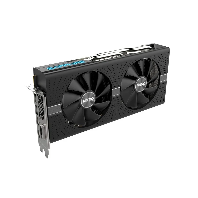 Placa Gráfica Sapphire Nitro+ Radeon RX 580 4GB GDDR5 Recondicionada Grade C Placa gráfica preta com ventoinhas NITRO e inscrição SAPPHIRE
