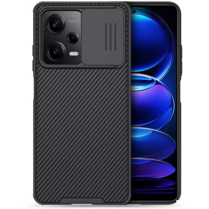 Capa Nillkin Camshield Xiaomi Redmi Note 12 Pro 5G / Poco X5 Pro Smartphone com capa protetora preta texturada e proteção para câmara