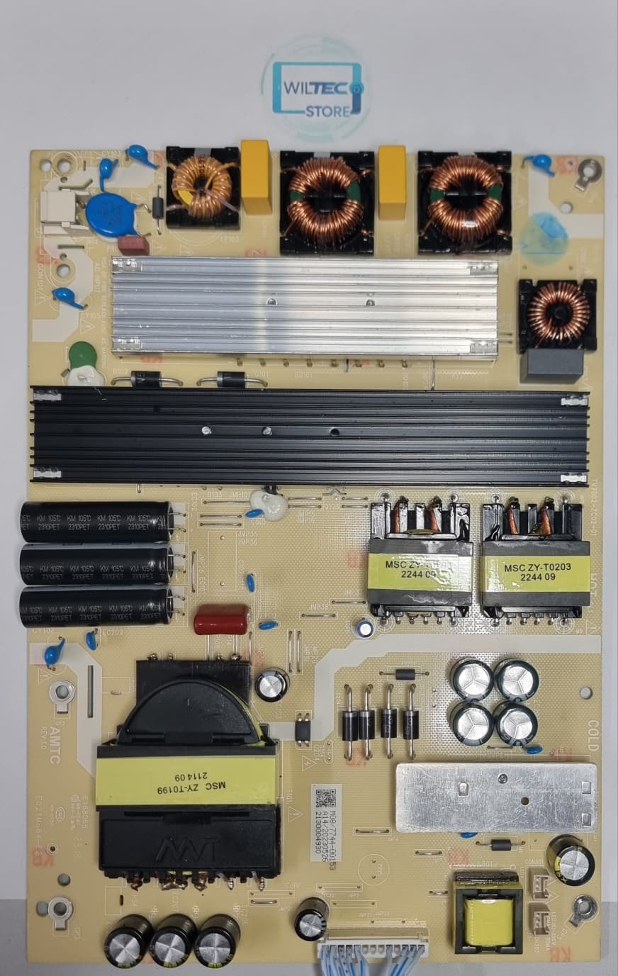 Power Supply TV Sharp 65FP2EA / AMTC E168066 E021M664-E2 Placa eletrónica com bobinas de cobre, condensadores, transformadores e logo WILTEC STORE
