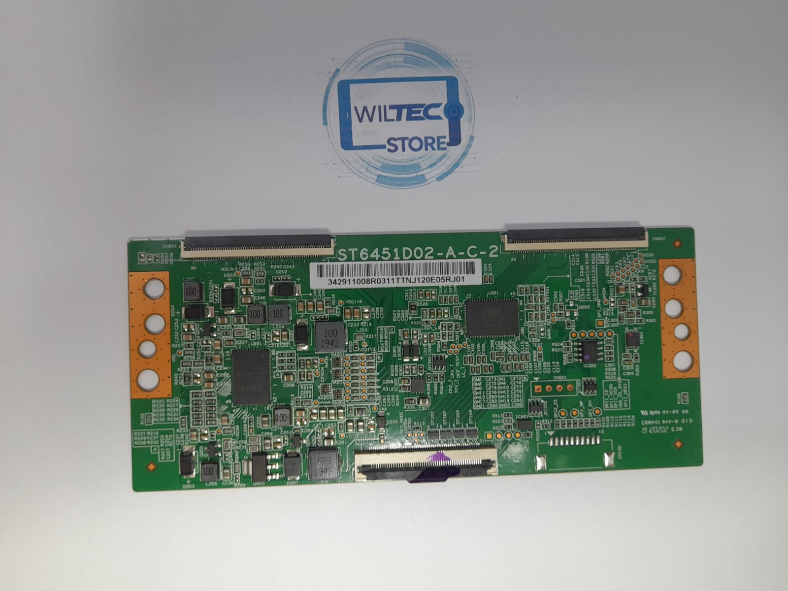 Xiaomi Mi TV 4S 65" (L65M5-5ASP) Placa T-Con ST6451D02-A-C-2 Placa de circuito impresso verde com componentes electrónicos e etiqueta ST6451D02.A-C-2