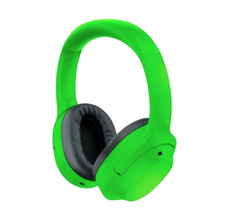 Headset Razer Opus X Wireless ANC Verde Auriculares sem fios over-ear verdes com almofadas negras