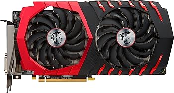 Placa Gráfica MSI Radeon RX 470 GAMING X 4GB GDDR5 Recondicionada Grade B Placa gráfica preta e vermelha com duas ventoinhas grandes e símbolo de dragão